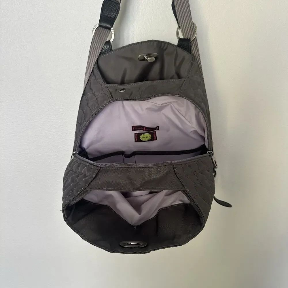 Mosey Life Baggallini Gray/Lavender Convertible Backpack Bag Travel Packable